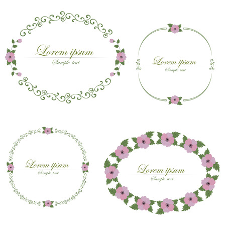 Set of flowers design elements. Business signs, logos, identity, labels, badges and objects.のイラスト素材