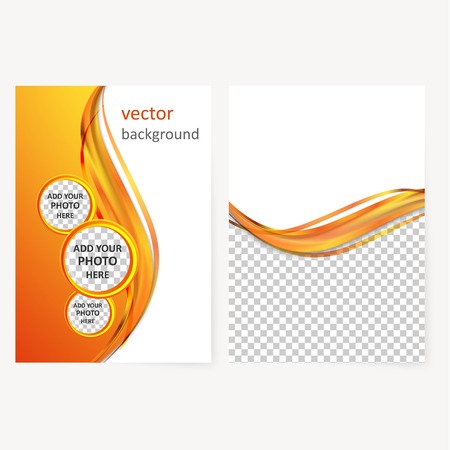 Vector business brochure, flyer template, blank whith transparent strip, wavesのイラスト素材