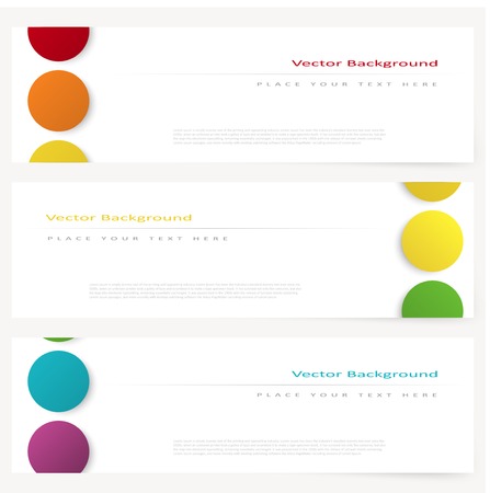 Set of abstract template horizontal banner with color rainbow circlesのイラスト素材