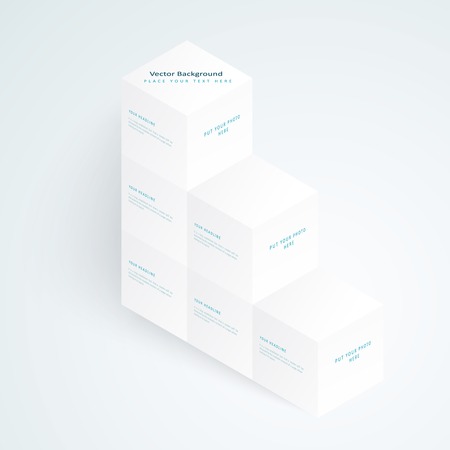 Vector 3d illustration white cubes, design with perspective effectのイラスト素材
