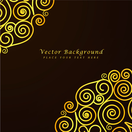 Vintage vector abstract background with golden curls, greetings, invitations and business cardのイラスト素材