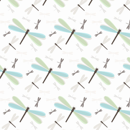 Illustration of seamless pattern with abstract colorful dragonfliesのイラスト素材