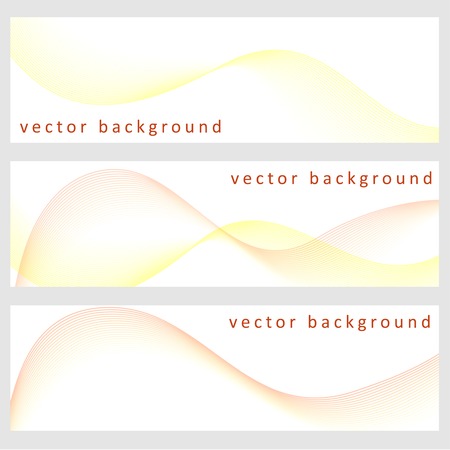 Set abstract vector banners with smooth shiny orange, yellow wavesのイラスト素材