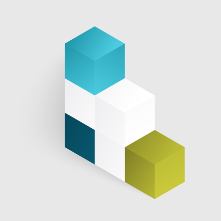 Vector 3d illustration white cubesのイラスト素材