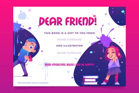 Gift book banner, present card to child.のイラスト素材