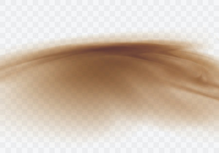 Desert sandstorm, brown dusty cloud or dry sand flying with gust of wind, big explosion realistic texture vector illustration isolated on transparent backgroundのイラスト素材