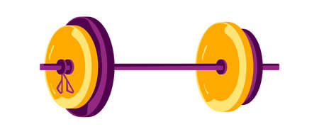 Barbell with big weight, equipment for sports training in the gym, cartoon vector illustrationのイラスト素材