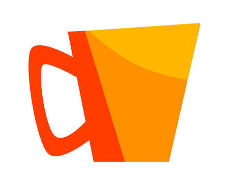 Yellow cup with coffee lil tea, mug for hot drink cartoon vector isolated icons illustrationのイラスト素材