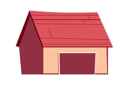 Building isolated, garage, shed cartoon vector illustrationのイラスト素材