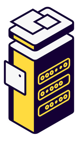 Server rack isolated isometric vector icon, equipment for cloud computing and information storage