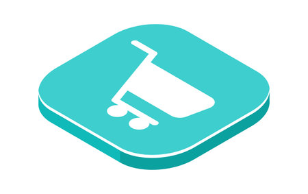 Shopping cart isometric icon, online shopping app pictogram vector illustrationのイラスト素材