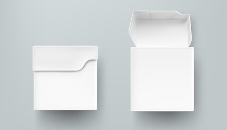 Tea package mockup, paper or carton box front view