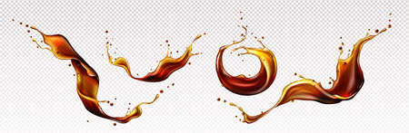 Splashes of cola, coffee, rum or whiskey drinksのイラスト素材