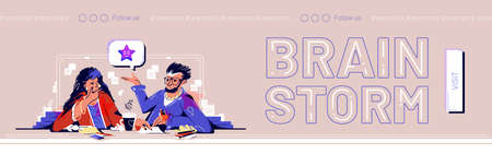Brainstorm web banner business people think ideaのイラスト素材