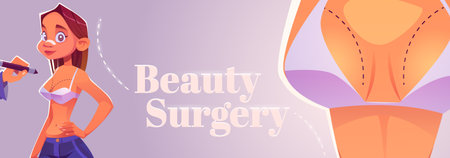 Beauty surgery cartoon banner, cosmetics procedureのイラスト素材
