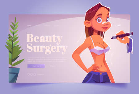 Beauty surgery banner with woman in braのイラスト素材