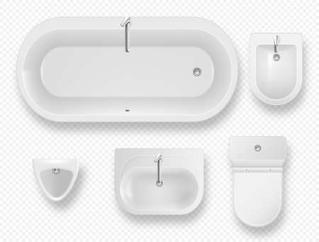 Set of bathroom equipment, modern lavatory itemsのイラスト素材