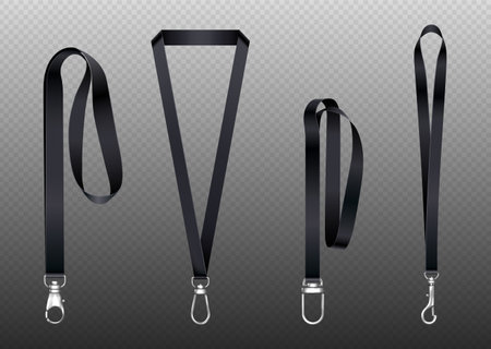 Lobster clasp, hook and lanyard, metal accessoriesのイラスト素材