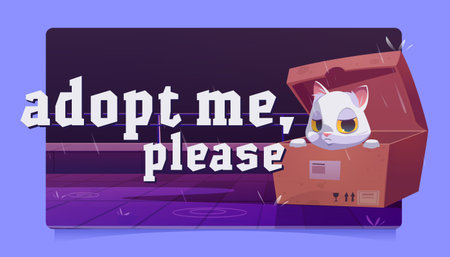 Homeless pets adoption cartoon banner, animal help
