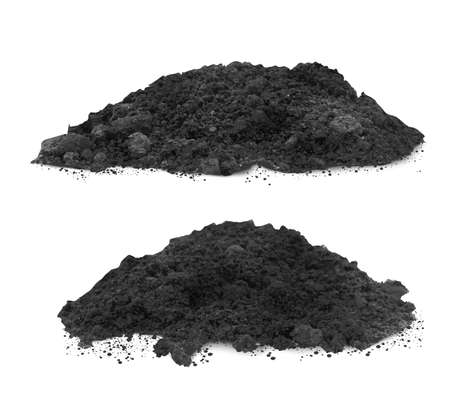 Pile of soil, dirt heap graphic element for agriculture, gardening, farm, nature environment design isolated on white background. Compost or fertilizer Realistic 3d vector illustration, clip artのイラスト素材