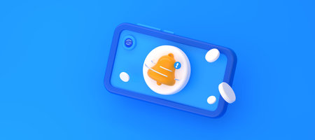 3d render smartphone screen with notification bell. New email or unread message on phone display. Alert notice, spam, chatting box, online conversation. Cartoon icon isolated Rendering illustrationの写真素材