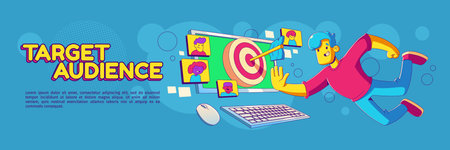Target audience, seo, customer attraction banner. Internet marketing and digital business content...