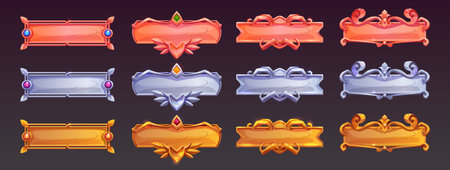 Vector of Game ui frames, gold silver - ID:193171617 - Royalty Free ...