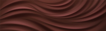 Realistic frozen chocolate texture background with swirl. Horizontal pudding twist illustration. Dark milk choco vortex wave mousse, liquid chocolate texture, yoghurt.. Abstract creamy pattern design of beverage.のイラスト素材