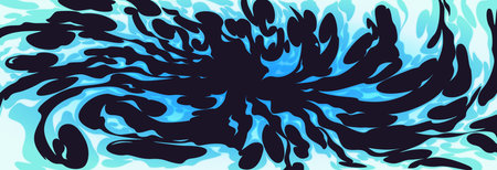 Blue fire effect or cartoon water comics vector background. Abstract dynamic flame game texture pattern. Sea or ocean splash flow theme wallpaper. Isolated river swirl surface frame illustration.のイラスト素材