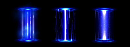 Circle hologram game portal with hud light effect. Futuristic technology magic podium for ui fantasy...