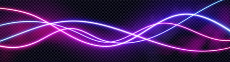 Neon audio voice frequency wave and abstract sound light vector background. Radio pulse effect curve design. Volume music track line vibrant motion illustration. Electronic record led graph chartのイラスト素材