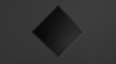 Black 3d empty niche shelf box frame background. Open museum showcase exhibition. Fashion gallery decoration with rhombus shape recess bookshelf realistic mockup. Advertising indoor installation sceneのイラスト素材