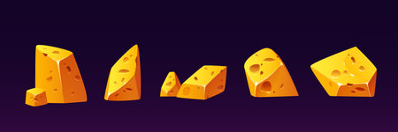 Gold nugget blocks of different shape. Cartoon vector game assets of golden ore. precious rocks for treasure and mine design. big jewel raw material pieces. Yellow shiny textured gemstone boulders.のイラスト素材