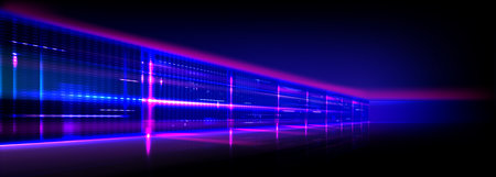 Data center background. Vector realistic illustration of abstract computer network, information...
