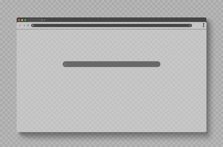 Web browser mockup. Page window screen interface template in vector. Site frame for internet software. Transparent webpage with address and search ui bar. Empty minimal monitor screenshot layoutのイラスト素材