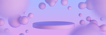 3d product display podium with purple gradient blob on background. Abstract fluid bubble render with...