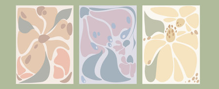 Abstract doodle shapes set - curvy drop shapes, botanical elements, organic wavy lines and floral...