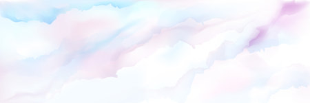 Pastel watercolour brushstrokes background - soft pink paint splatters, smudges on white paper canvas. Delicate watercolor brushwork wallpaper, light tender colors fluid washes and stains texture.のイラスト素材