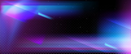 Film light leak effect with vibrant blue and purple gradient streaks on dark textured surface. Analog photography glitch, color distortion for vintage aesthetic, retro camera flare overlay.のイラスト素材