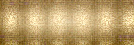 Disco ball background with glitter mosaic pattern and mirror tile texture. Golden sequin party...