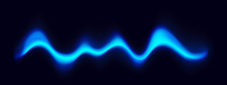 Dynamic sound wave with neon audio equalizer, abstract vector background. Music frequency blue...