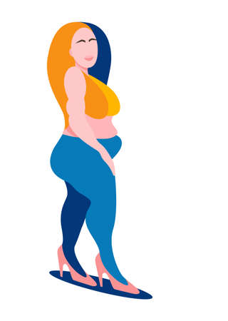 Plus size woman. Lush abstract sizes woman. Trendy vector illustration isolated on white background.のイラスト素材