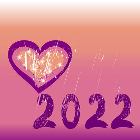 New year number 2022 and heart. Concept of love in the new year.のイラスト素材