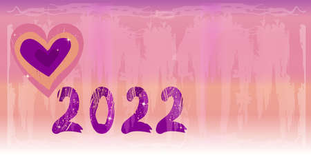 New year number 2022 and heart. Christmas background with free place. Concept of love in the new year.のイラスト素材
