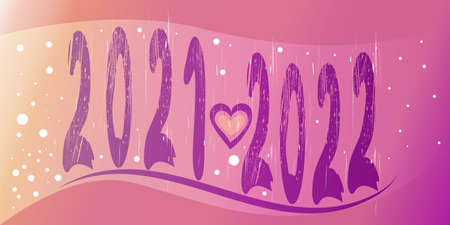 Number 2022, 2021and heart. The concept of love for the outgoing and new year. Christmas background copy space.のイラスト素材
