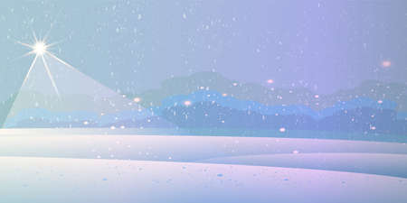 The first star of Christmas. Winter minimalistic background Christmas landscape.のイラスト素材