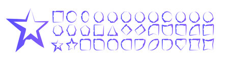 Cet Vector contour frame design elements with uneven abstract texture gradient Violet blue colorのイラスト素材