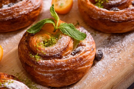 fresh homemade bakery with berries and toppingの写真素材