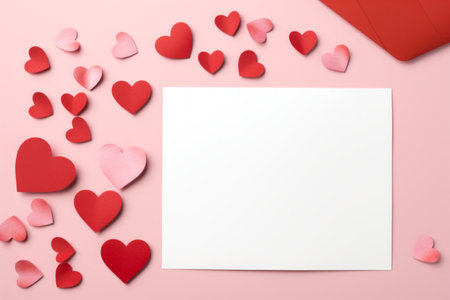 DIY-inspired Valentine's Day card with cut-out elements, textured paper, Mock up blank space for text.の素材