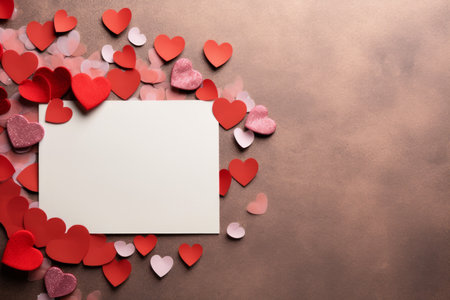 DIY-inspired Valentine's Day card with cut-out elements, textured paper, Mock up blank space for text.の素材